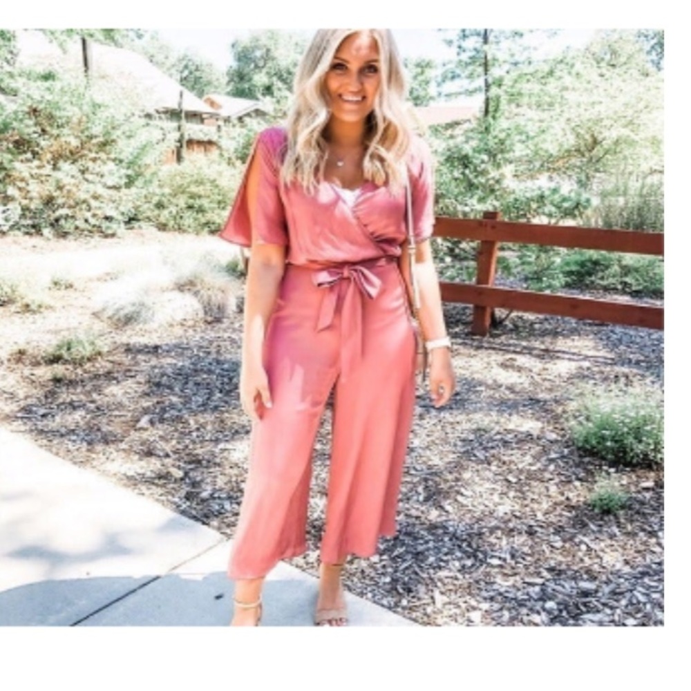 NWT Express Satin Flutter Sleeve Culotte Jumpsuit